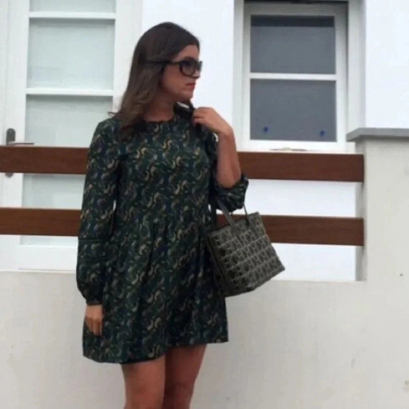 Zara Trafaluc Paisley Print Dress Lined Mini Long Sleeve Bloggers Favorite Small - Picture 3 of 10